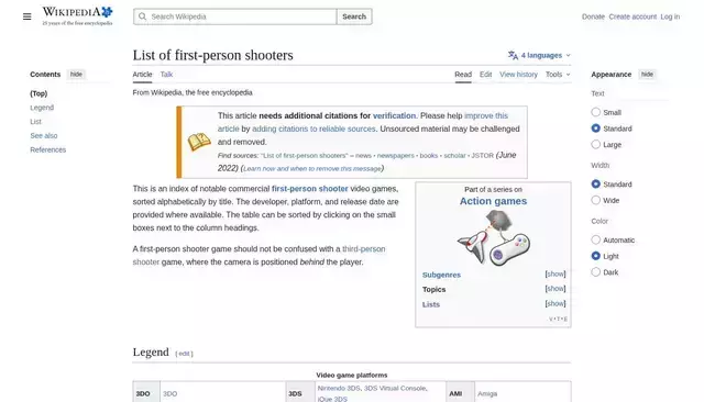 en.wikipedia.org homepage screenshot