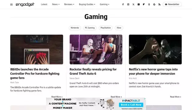 engadget.com homepage screenshot