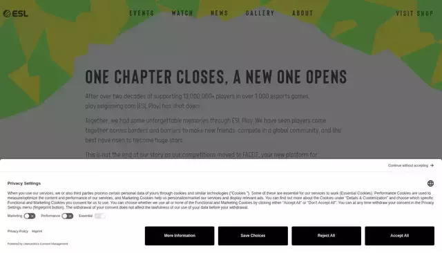 esl.com homepage screenshot