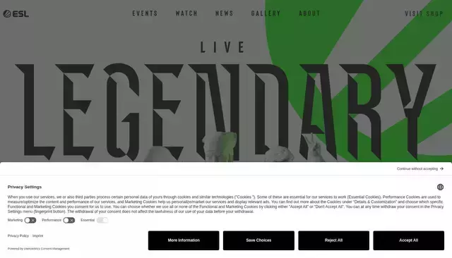 eslgaming.com homepage screenshot