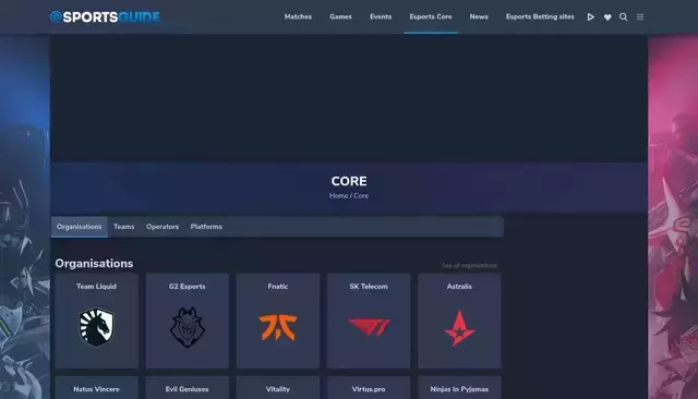 esportsguide.com homepage screenshot