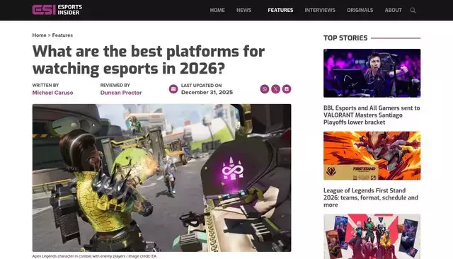 esportsinsider.com homepage screenshot