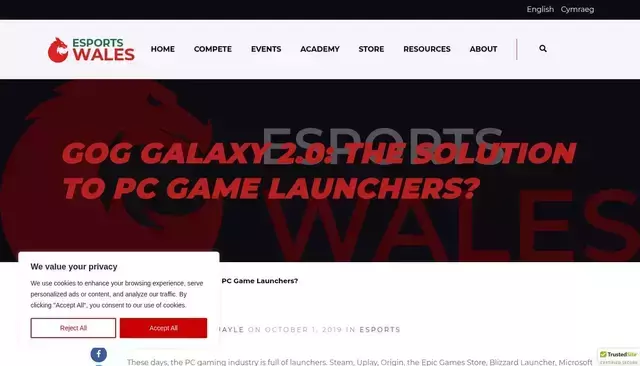 esportswales.org homepage screenshot