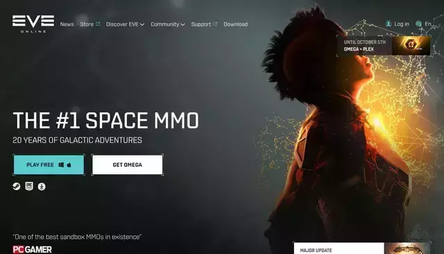 eveonline.com homepage screenshot