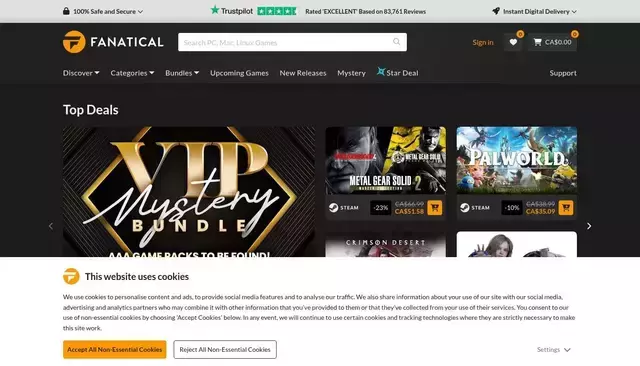fanatical.com homepage screenshot