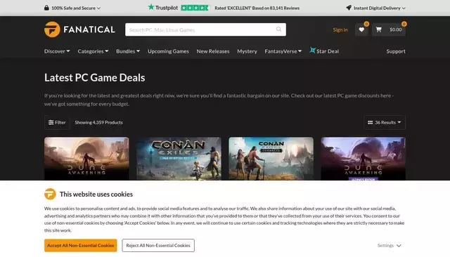 fanatical.com homepage screenshot