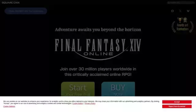 finalfantasyxiv.com homepage screenshot