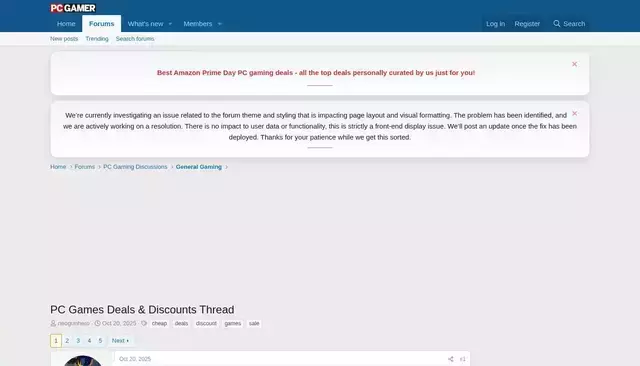 forums.pcgamer.com homepage screenshot