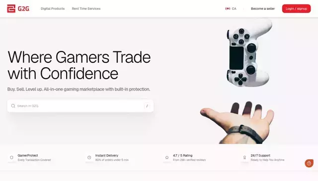 g2g.com homepage screenshot