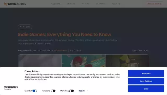 gameopedia.com homepage screenshot