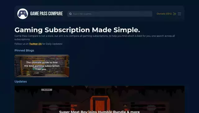 gamepasscompare.com homepage screenshot