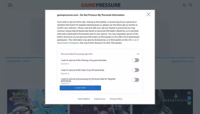 gamepressure.com homepage screenshot