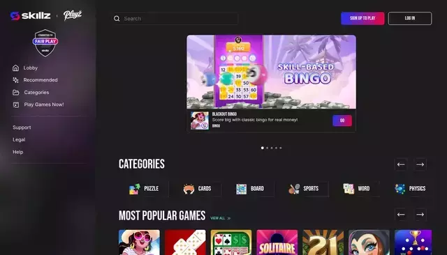 games.skillz.com homepage screenshot