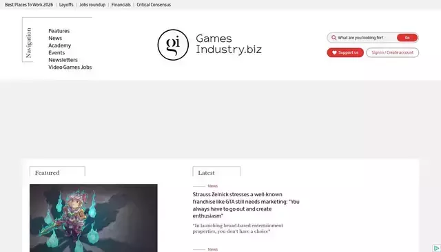 gamesindustry.biz homepage screenshot