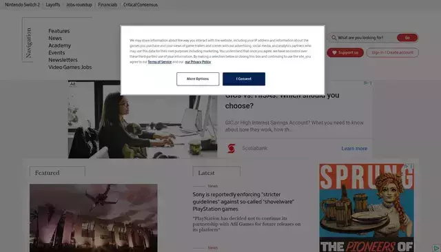 gamesindustry.biz homepage screenshot
