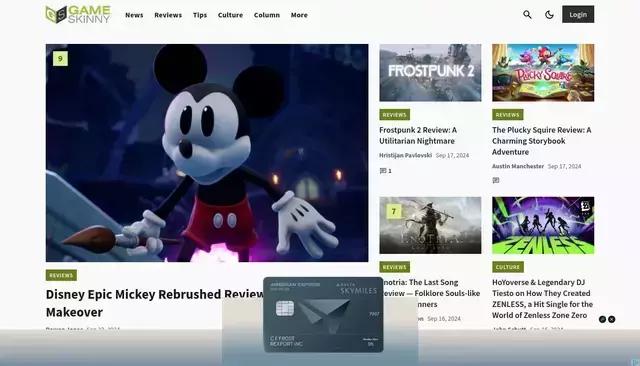 gameskinny.com homepage screenshot