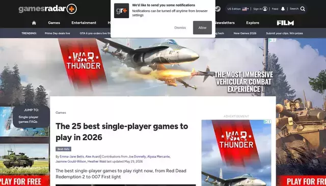 gamesradar.com homepage screenshot