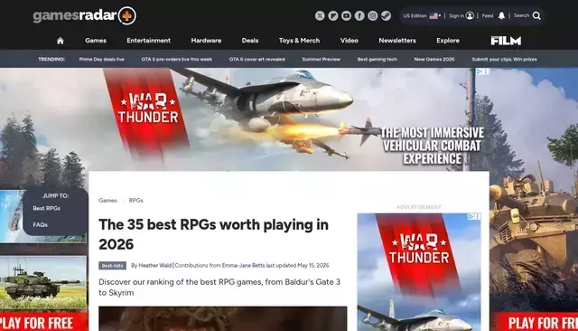 gamesradar.com homepage screenshot