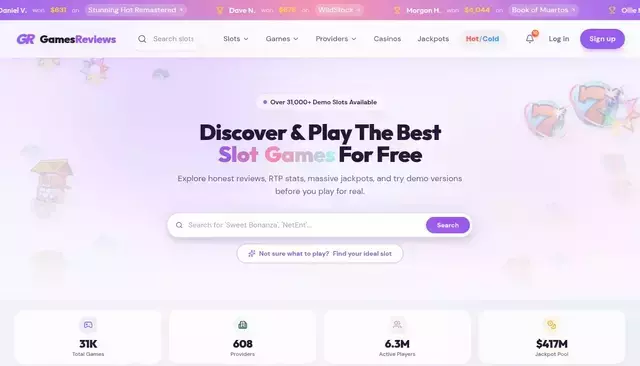 gamesreviews.com homepage screenshot