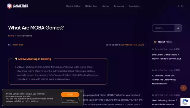 gametree.me homepage screenshot