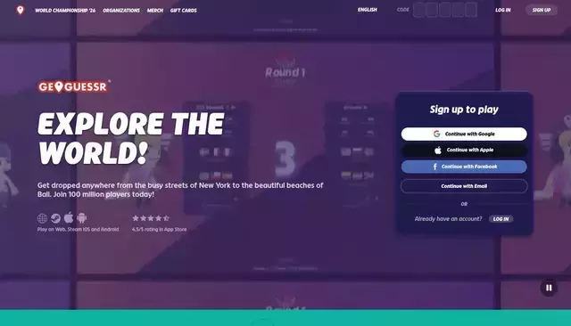 geoguessr.com homepage screenshot