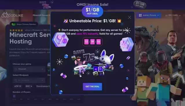 godlike.host homepage screenshot