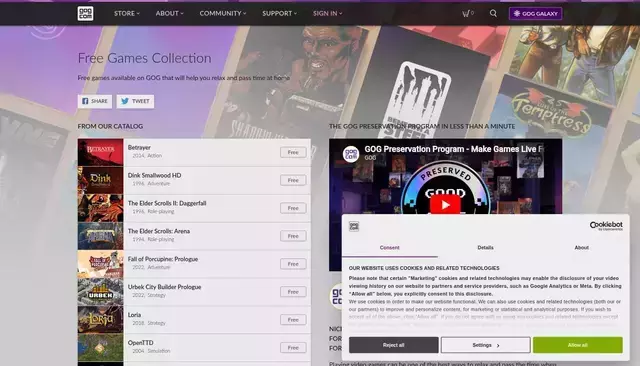 gog.com homepage screenshot