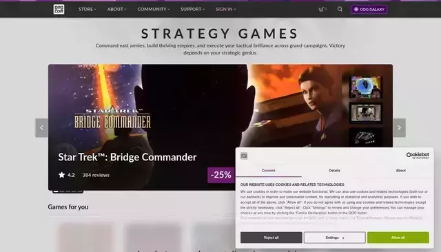 gog.com homepage screenshot