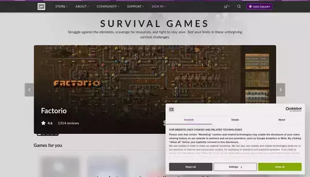 gog.com homepage screenshot