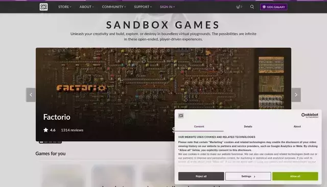 gog.com homepage screenshot