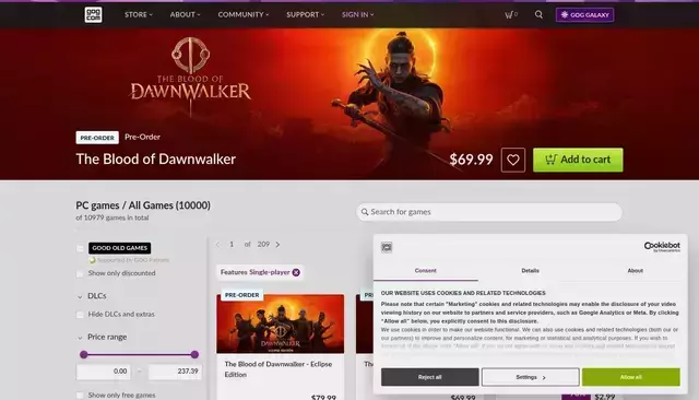 gog.com homepage screenshot