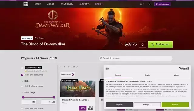 gog.com homepage screenshot