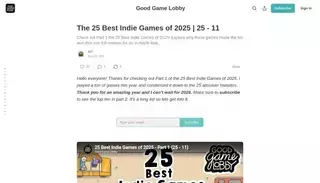 Sub Stack 25 Best Indie Games of 2025 | 25 - 11 - by Sey