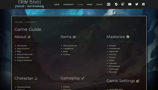 grimdawn.com homepage screenshot