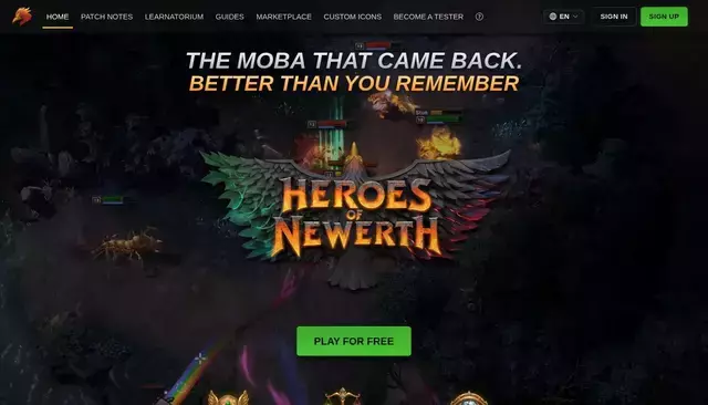 heroesofnewerth.com homepage screenshot
