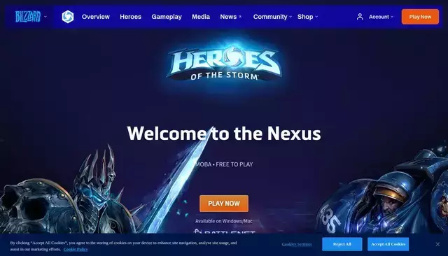 heroesofthestorm.blizzard.com homepage screenshot