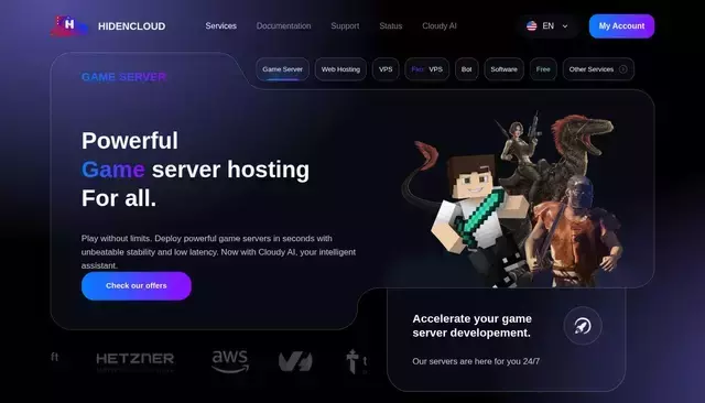 hidencloud.com homepage screenshot