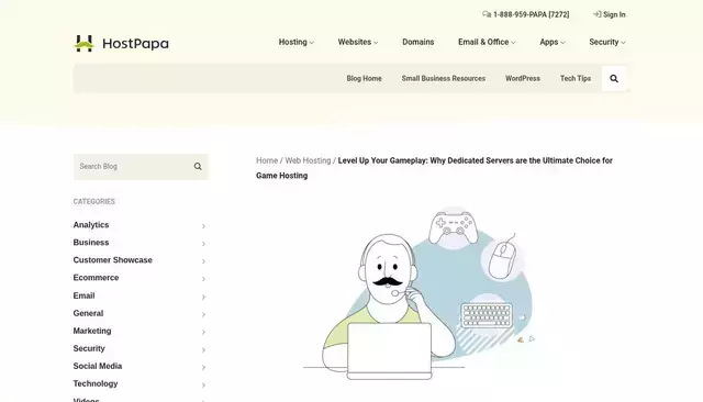 hostpapa.com homepage screenshot