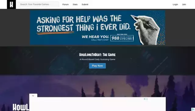 howlongtobeat.com homepage screenshot