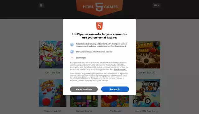html5games.com homepage screenshot
