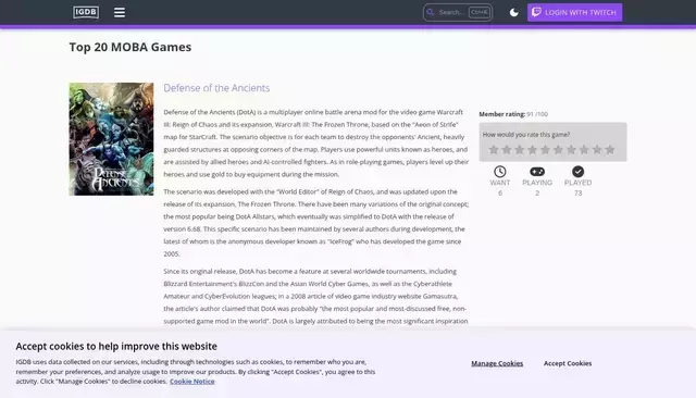 igdb.com homepage screenshot