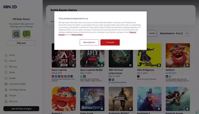 ign.com homepage screenshot