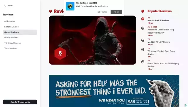 ign.com homepage screenshot