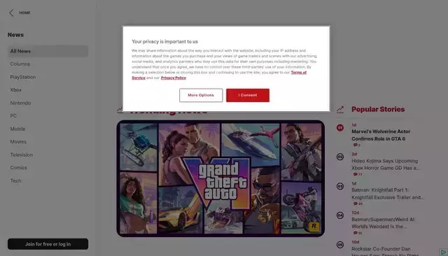 ign.com homepage screenshot