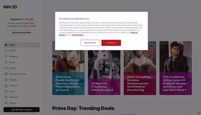 ign.com homepage screenshot