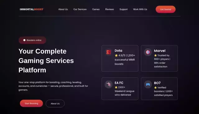 immortalboost.com homepage screenshot