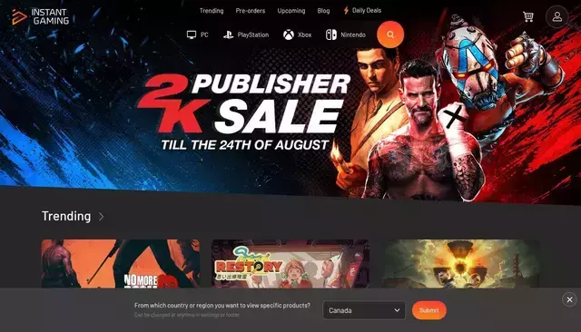 instant-gaming.com homepage screenshot