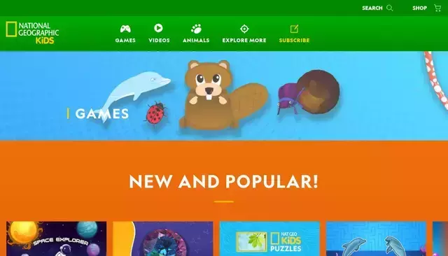 kids.nationalgeographic.com homepage screenshot