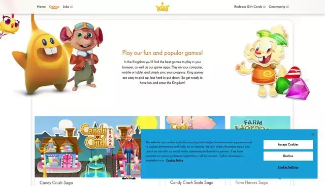 king.com homepage screenshot