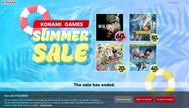 konami.com homepage screenshot